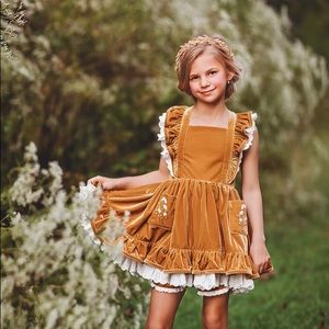 Love and Grow- Golden Velvet Pinafore